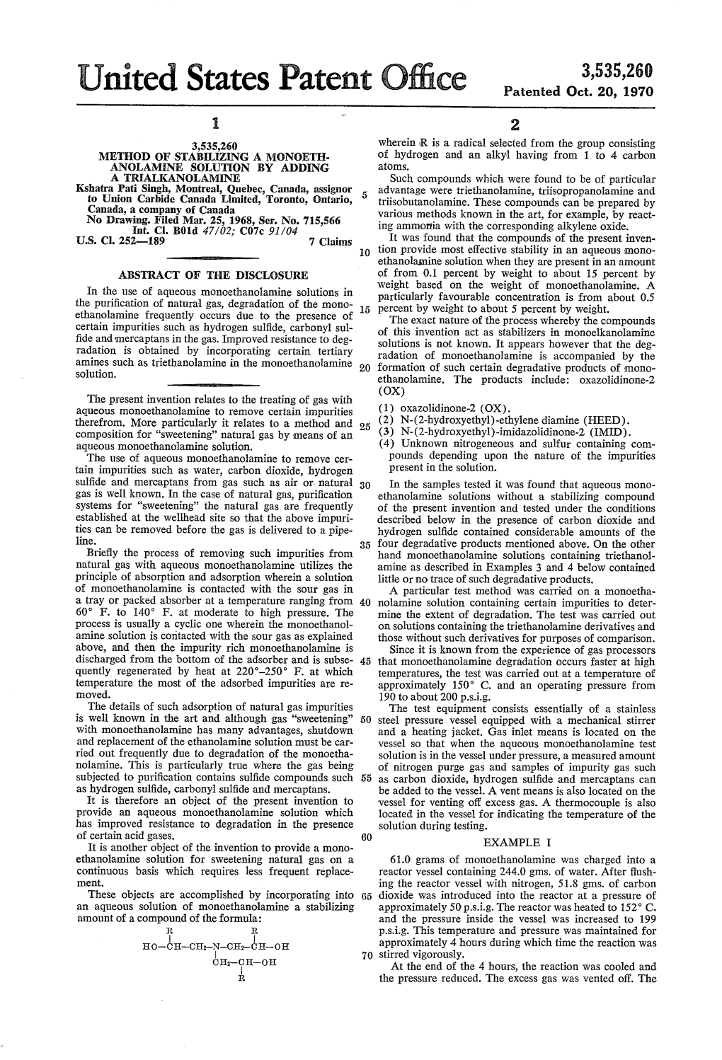 United States Patent Office Patented Oct