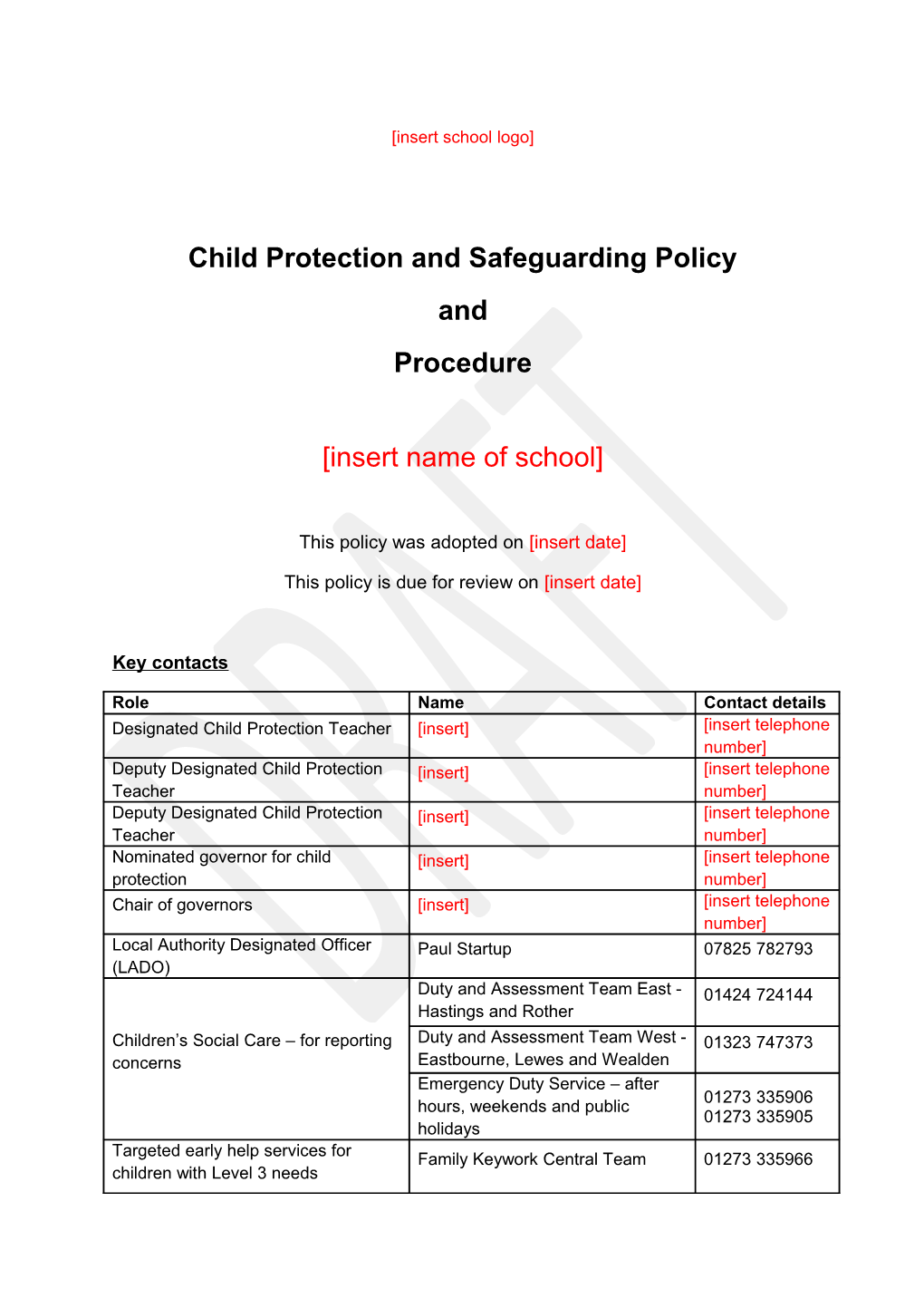 Child Protection and Safeguarding Policy