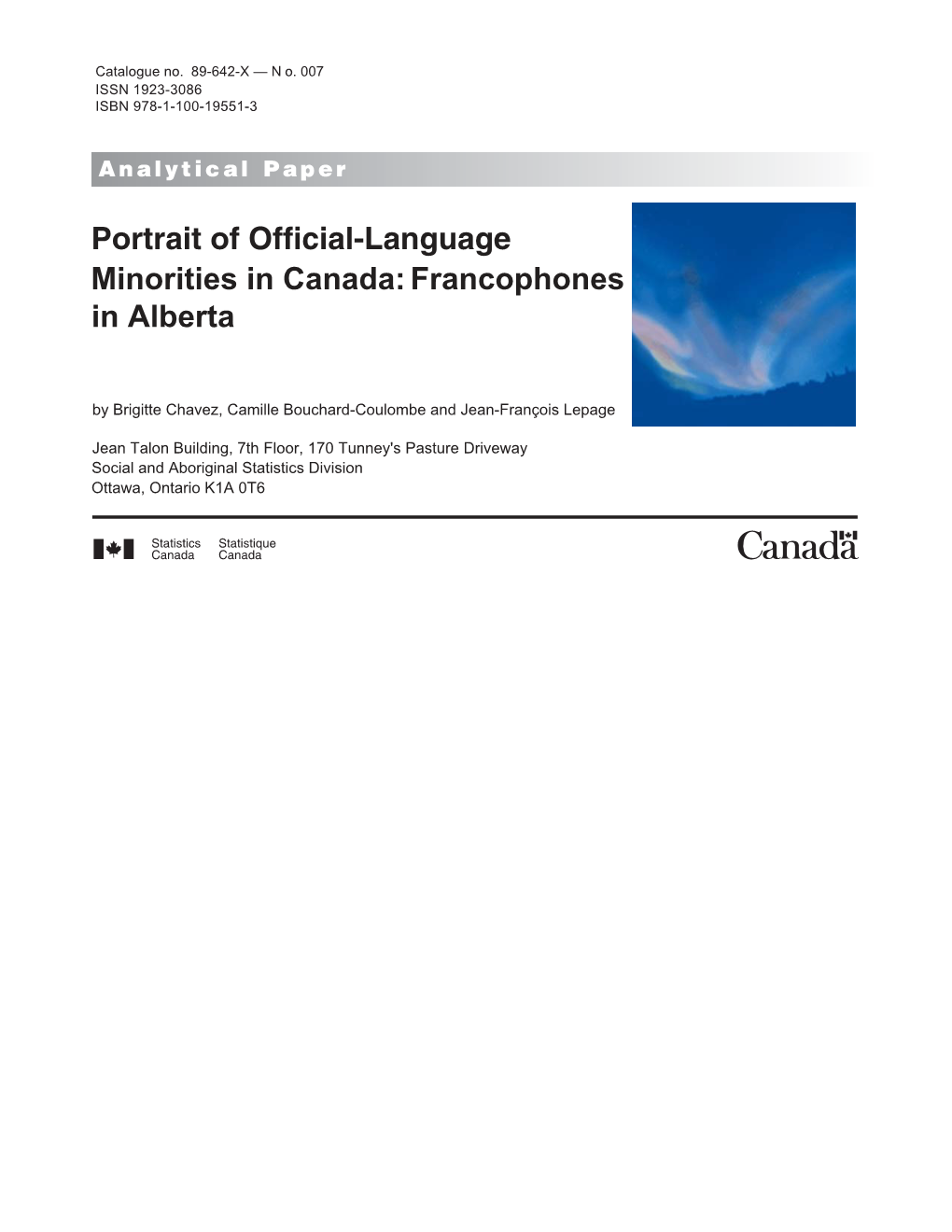 Portrait of Official-Language Minorities in Canada: Francophones in Alberta