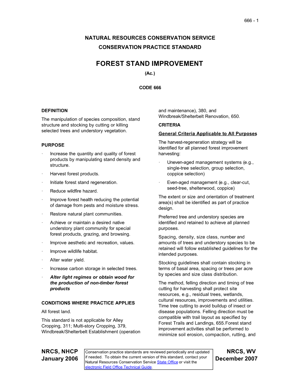 FOREST STAND IMPROVEMENT (Ac.)