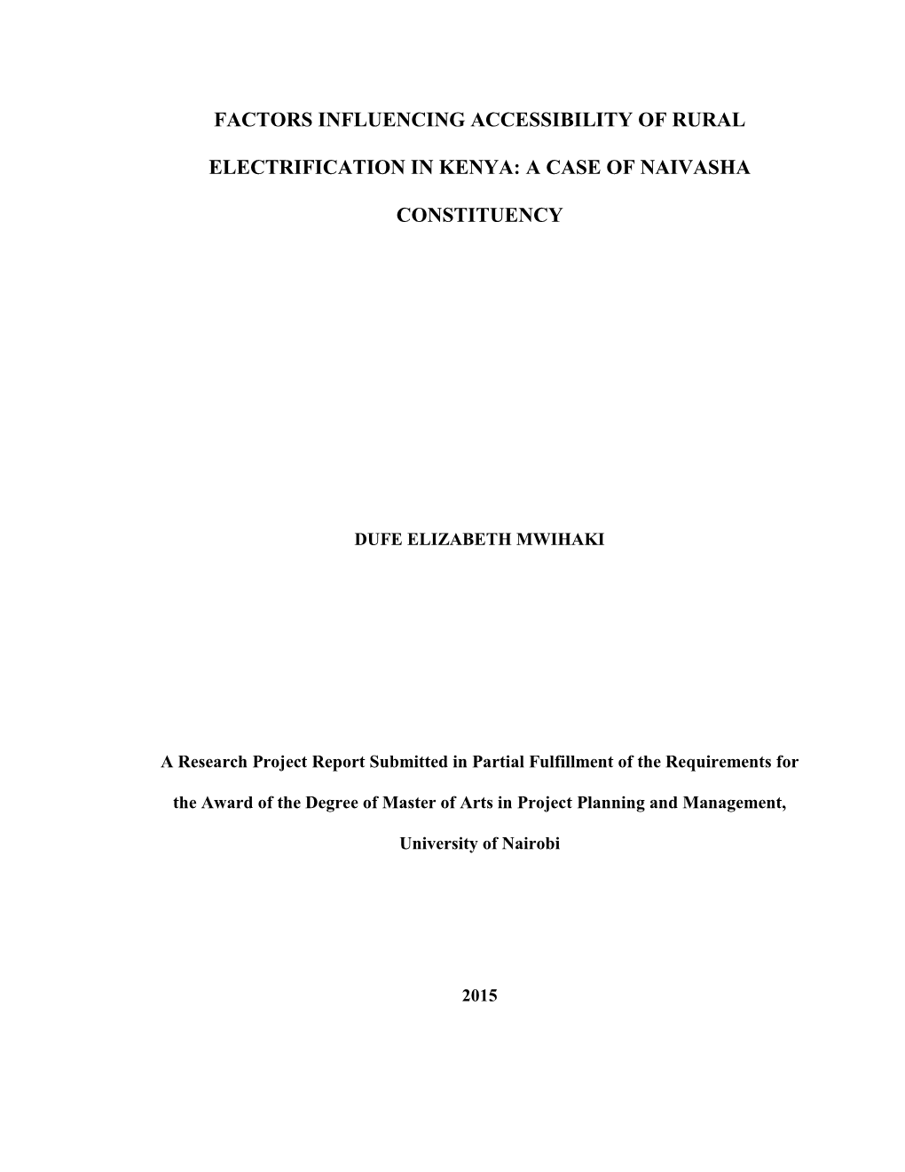 A Case of Rural Electrification Authority