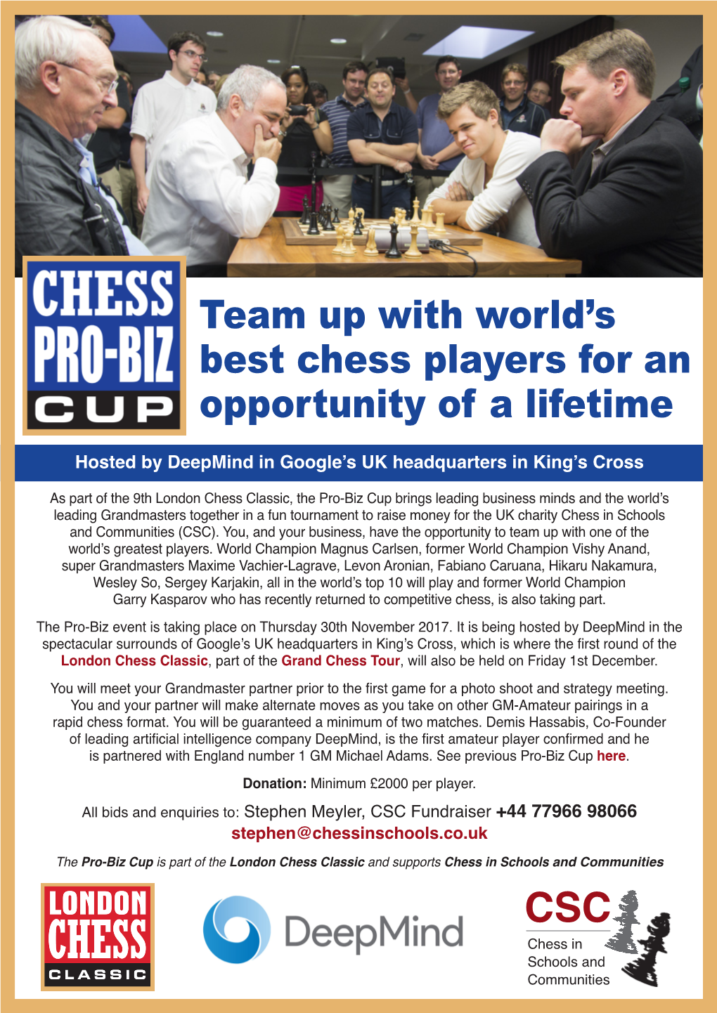 Team up with World's Best Chess Players for an Opportunity of a Lifetime