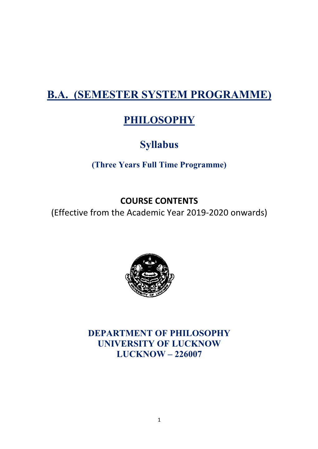 B.A. (Semester System Programme)