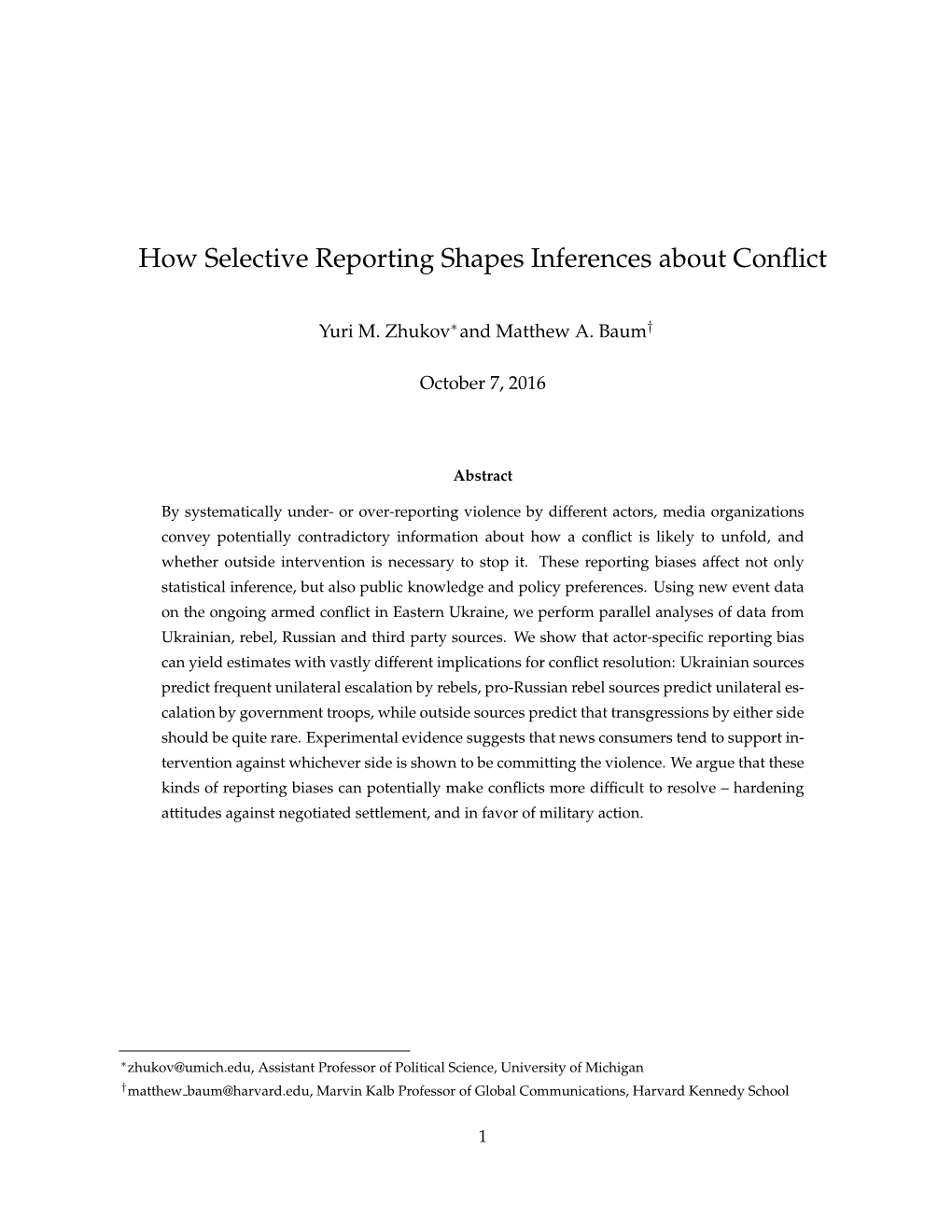 How Selective Reporting Shapes Inferences About Conflict