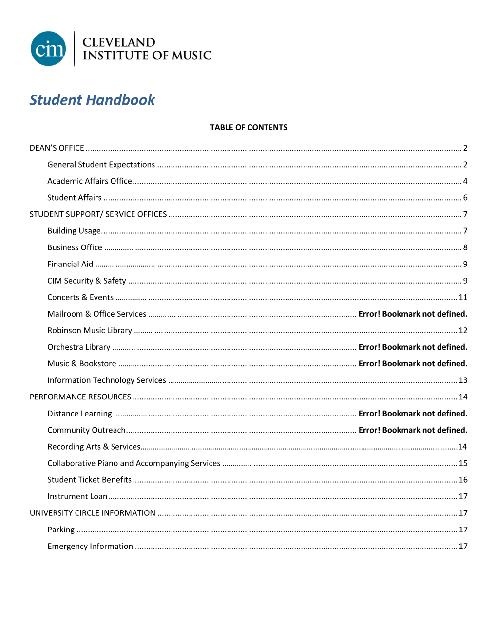 Student Handbook