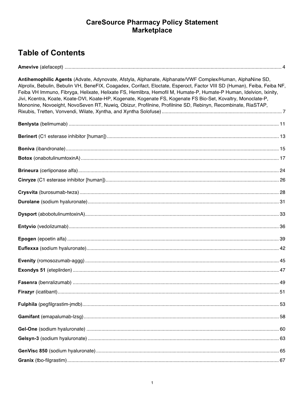 Table of Contents