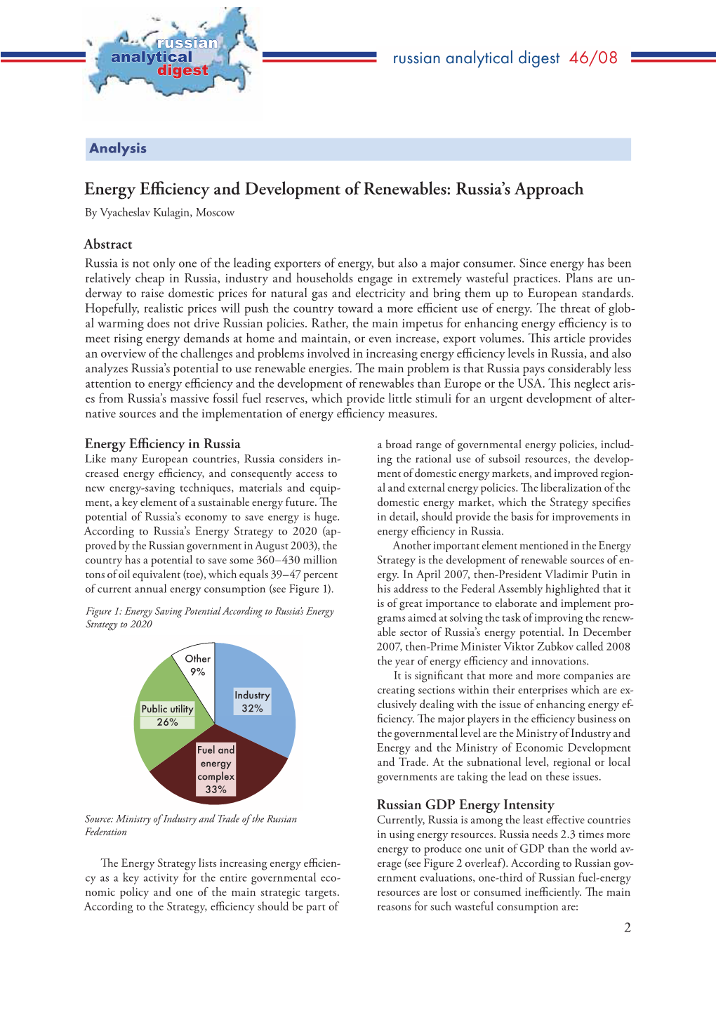 Russian Analytical Digest 46/08 Energy