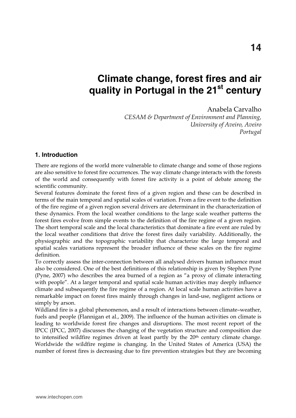 Climate Change, Forest Fires and Air Quality in Portugal in the 21St Century