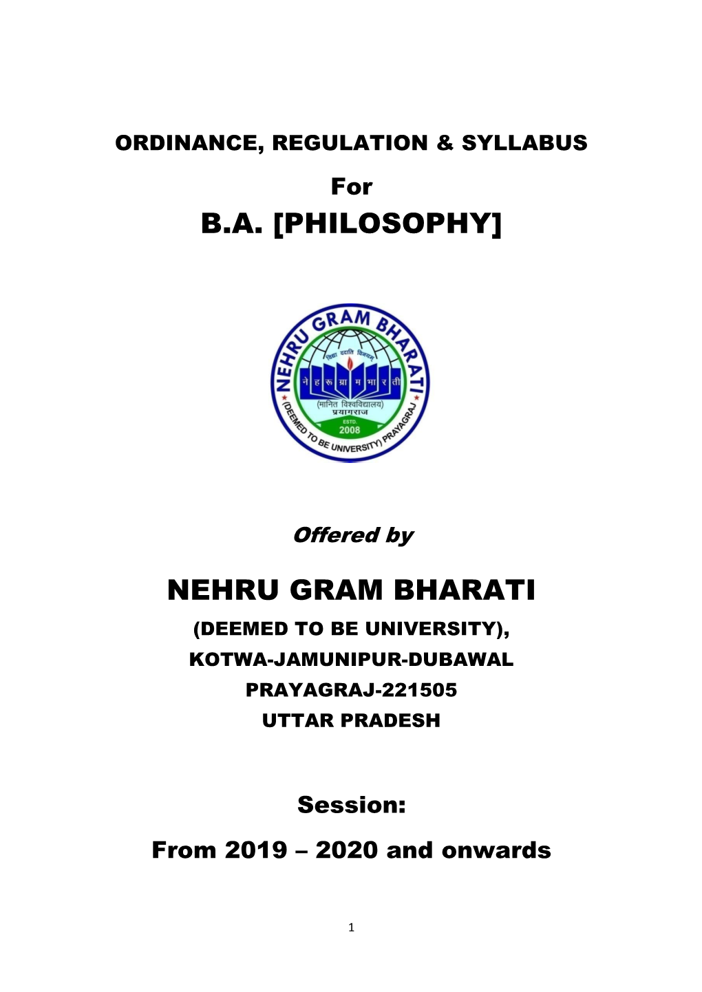 B.A. [Philosophy] Nehru Gram Bharati