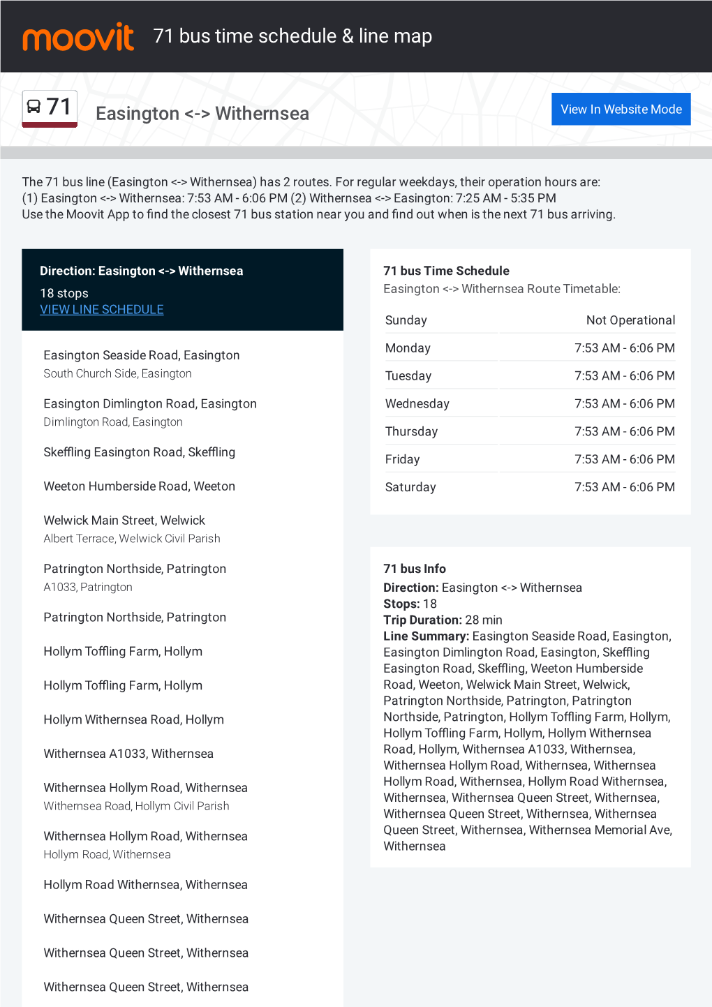 71 Bus Time Schedule & Line Route