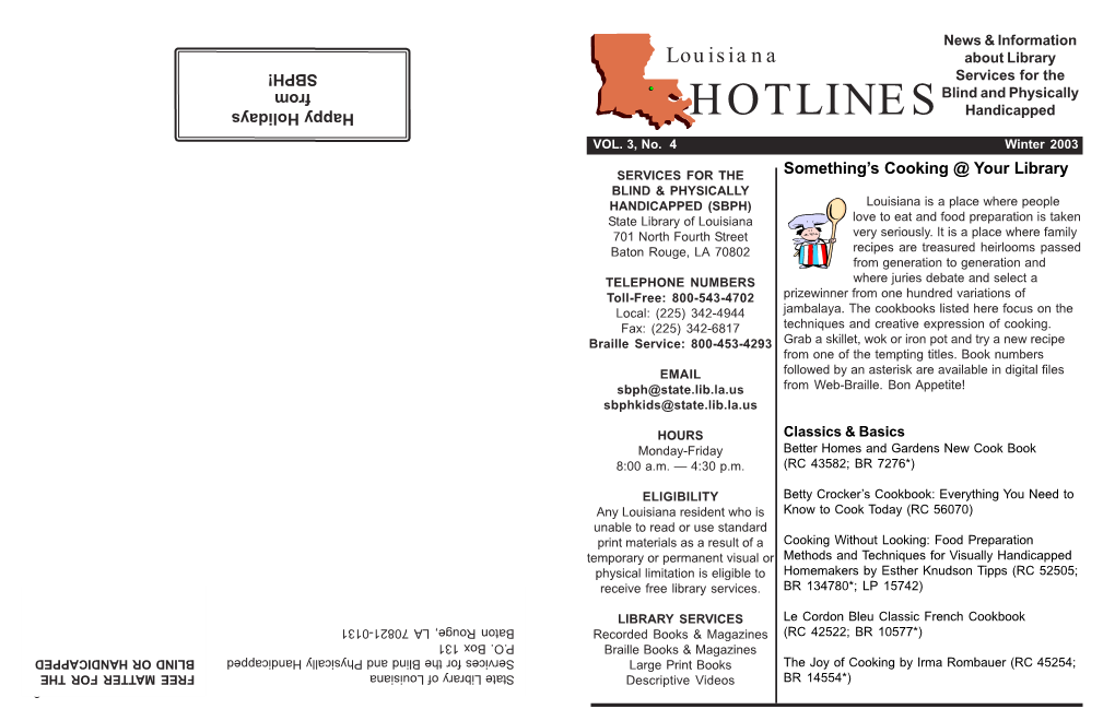 Hotlines Winter 2003 Booklet