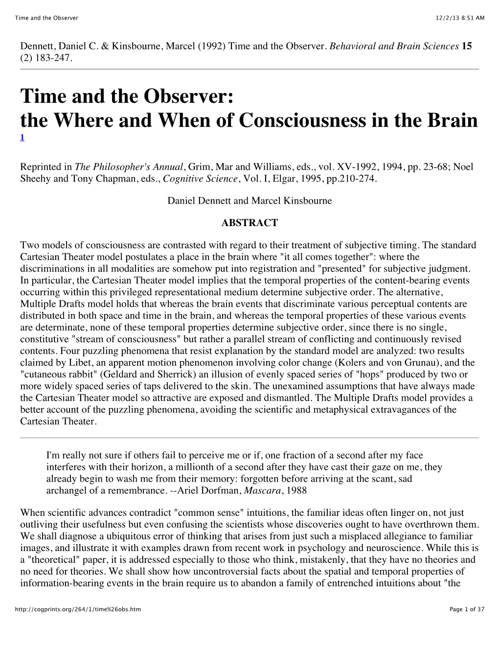 Time and the Observer 12/2/13 8:51 AM