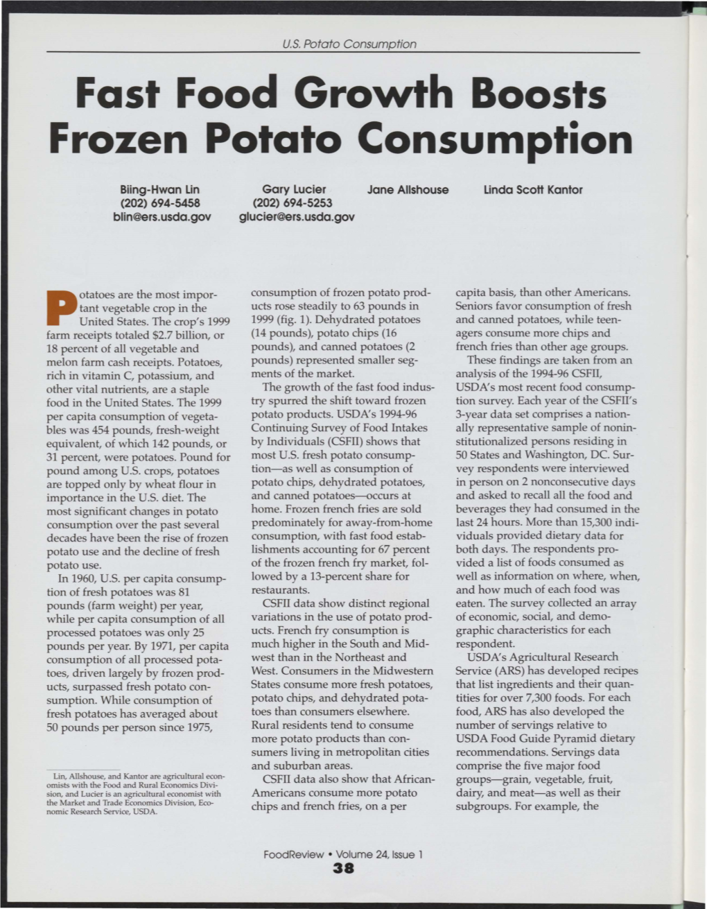 Fast Food Growth Boosts Frozen Potato Consumption