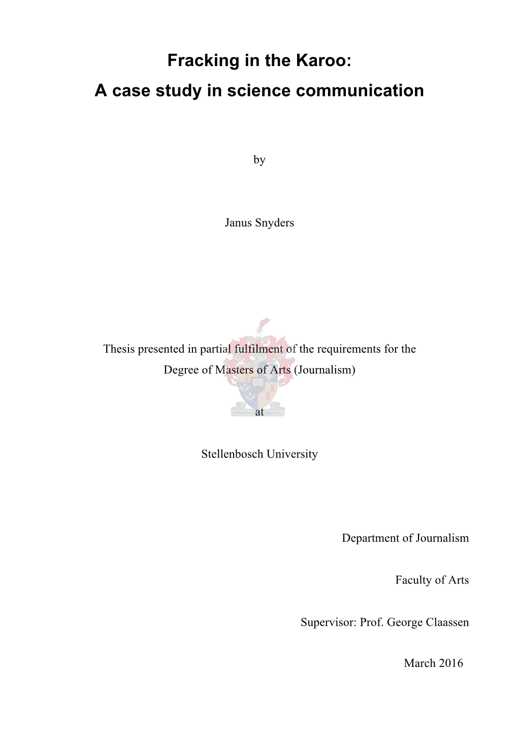 Fracking in the Karoo: a Case Study in Science Communication