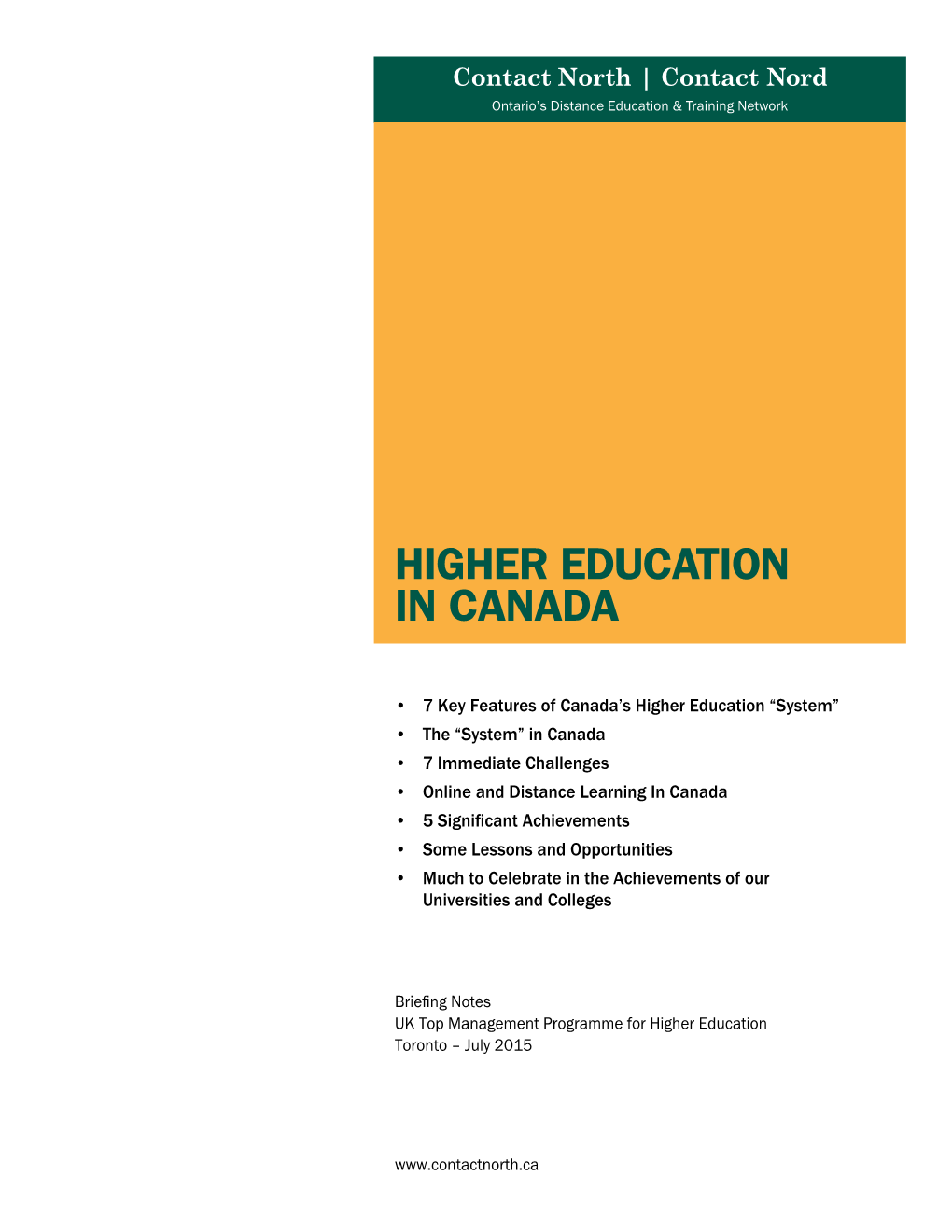 Higher Education in Canada