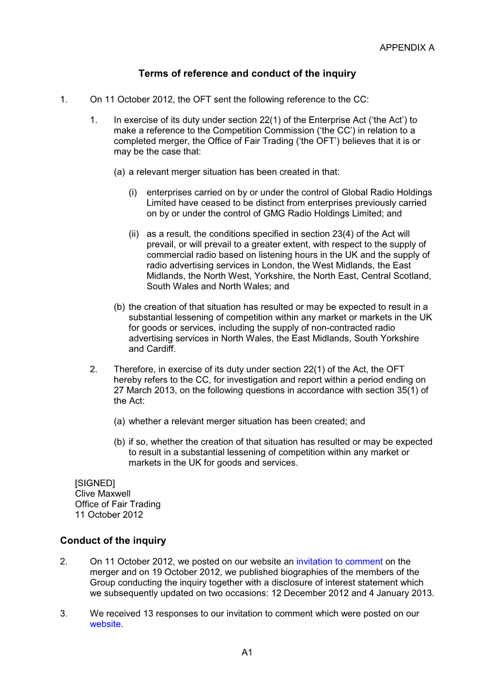 Global-GMG Merger Inquiry: Appendices and Glossary