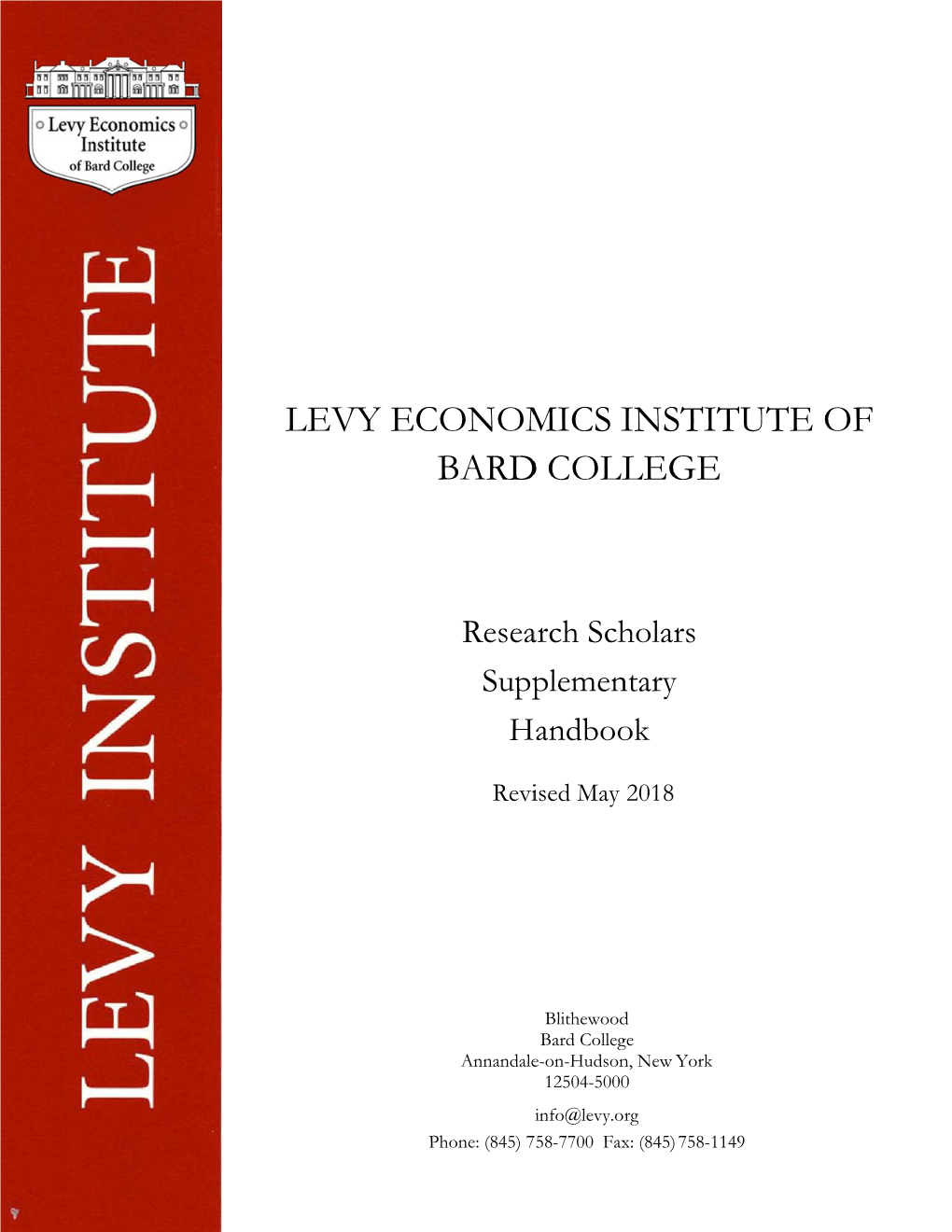 Levy Institute Supplemental Handbook, Rev. 5/2018