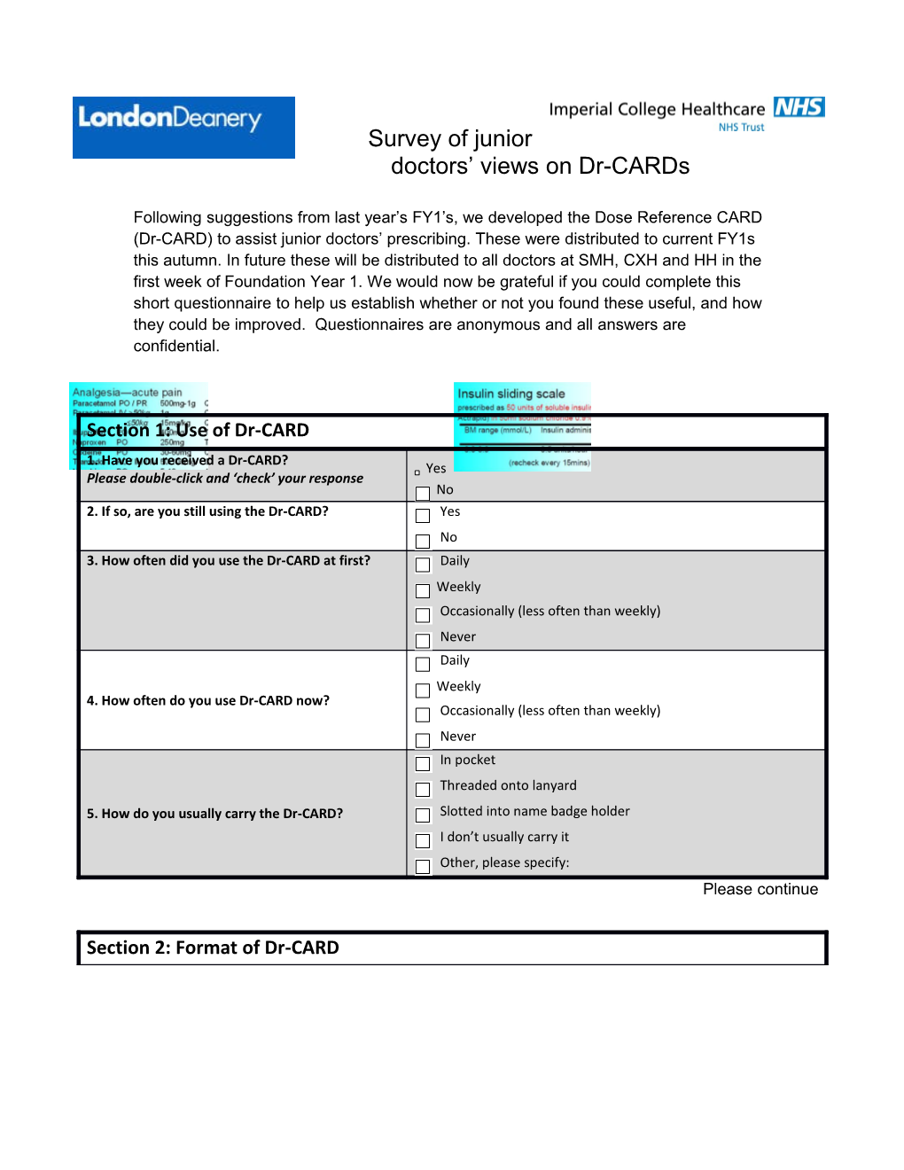 Survey of Junior Doctors Views on Dr-Cards