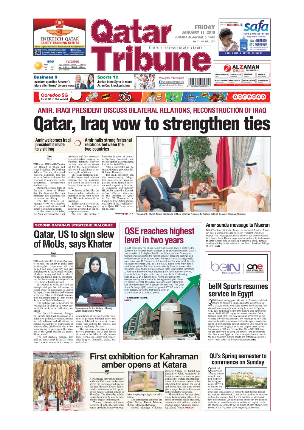 Qatar, Iraq Vow to Strengthen Ties