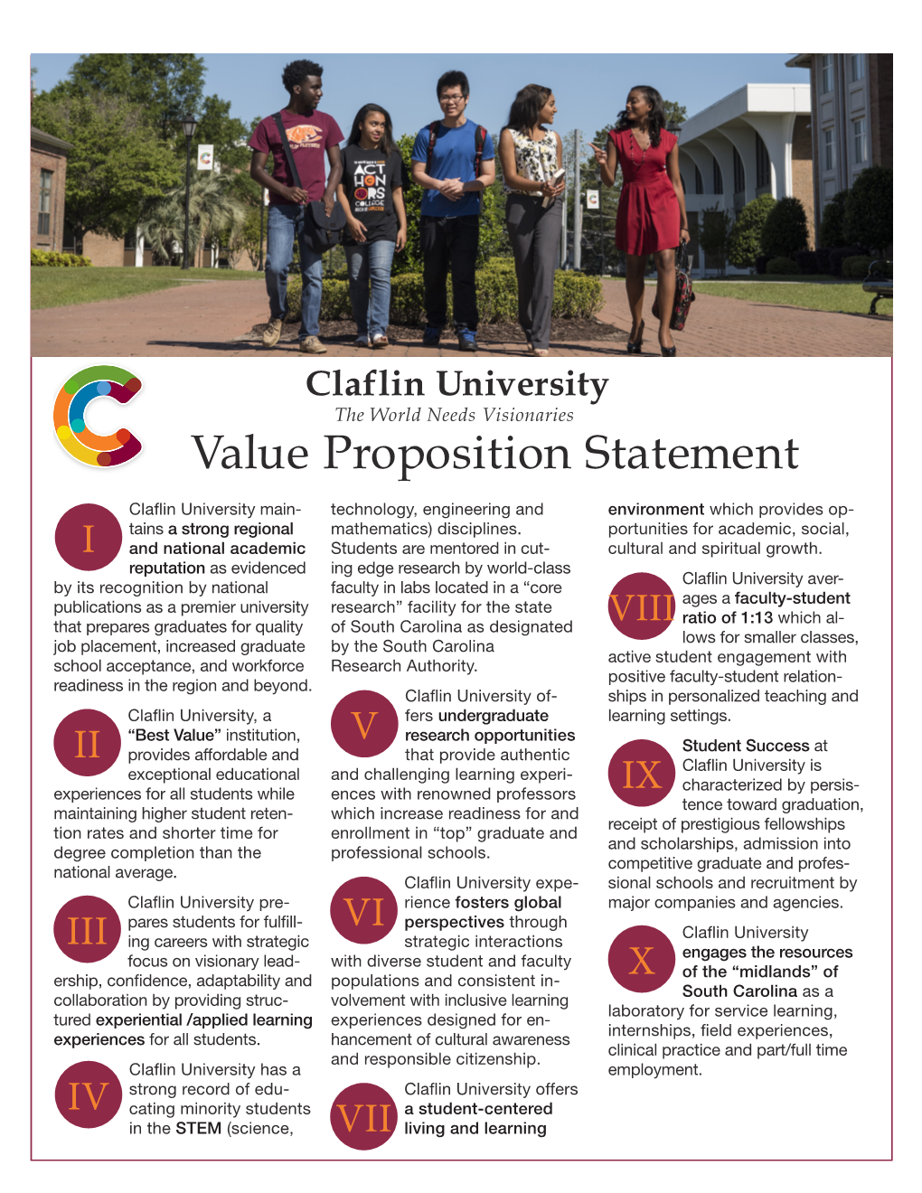 Claflin University Value Proposition Statement