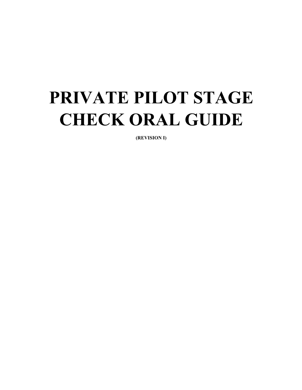 Private Pilot Stage Check Oral Guide