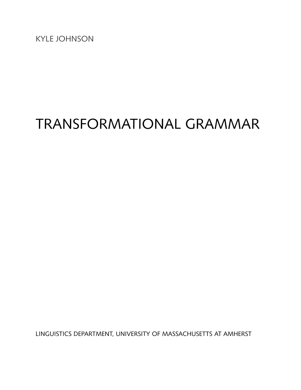 Transformational Grammar