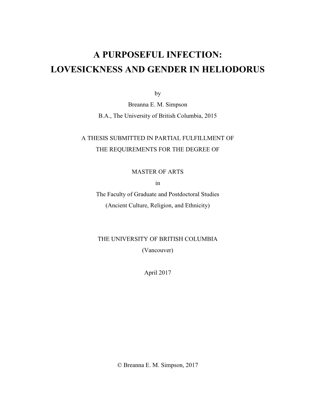 Lovesickness and Gender in Heliodorus