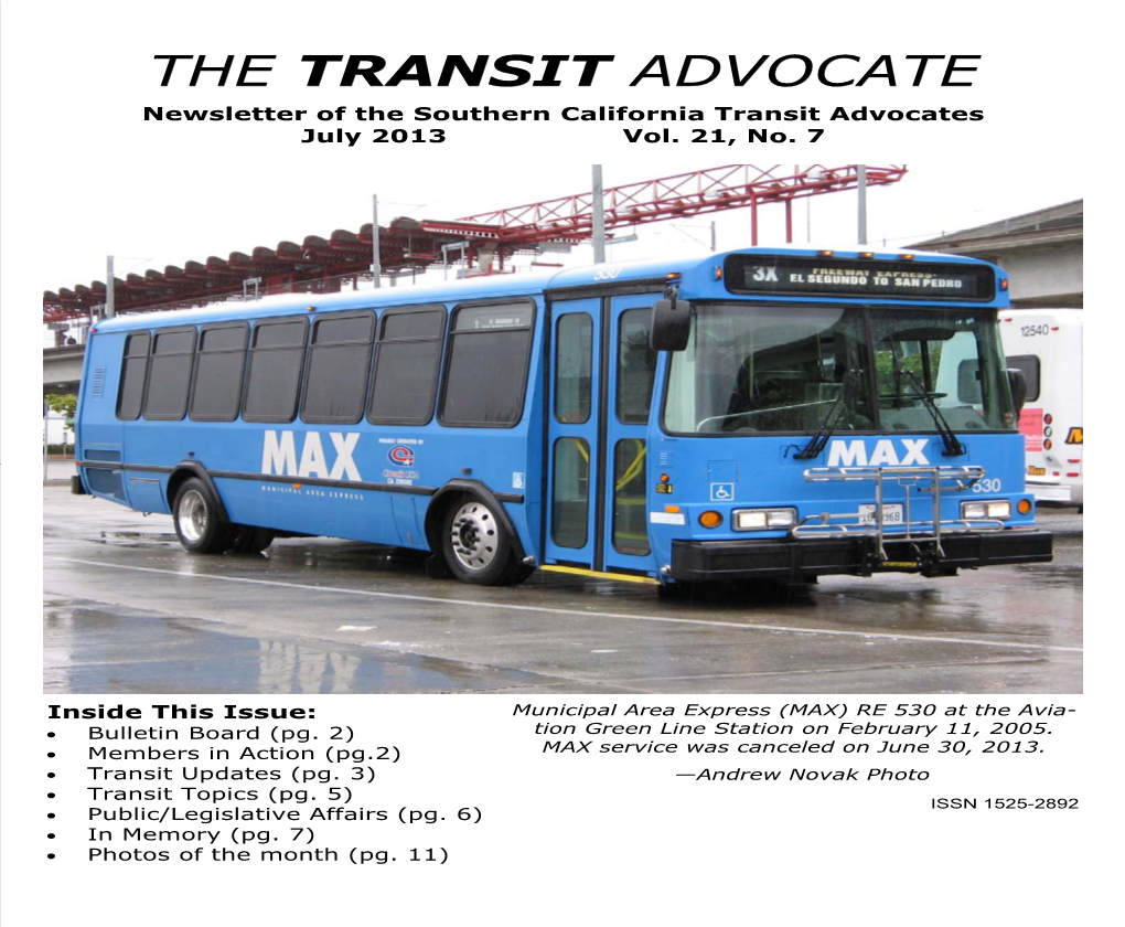 THE TRANSIT ADVOCATE Quarterly Basis