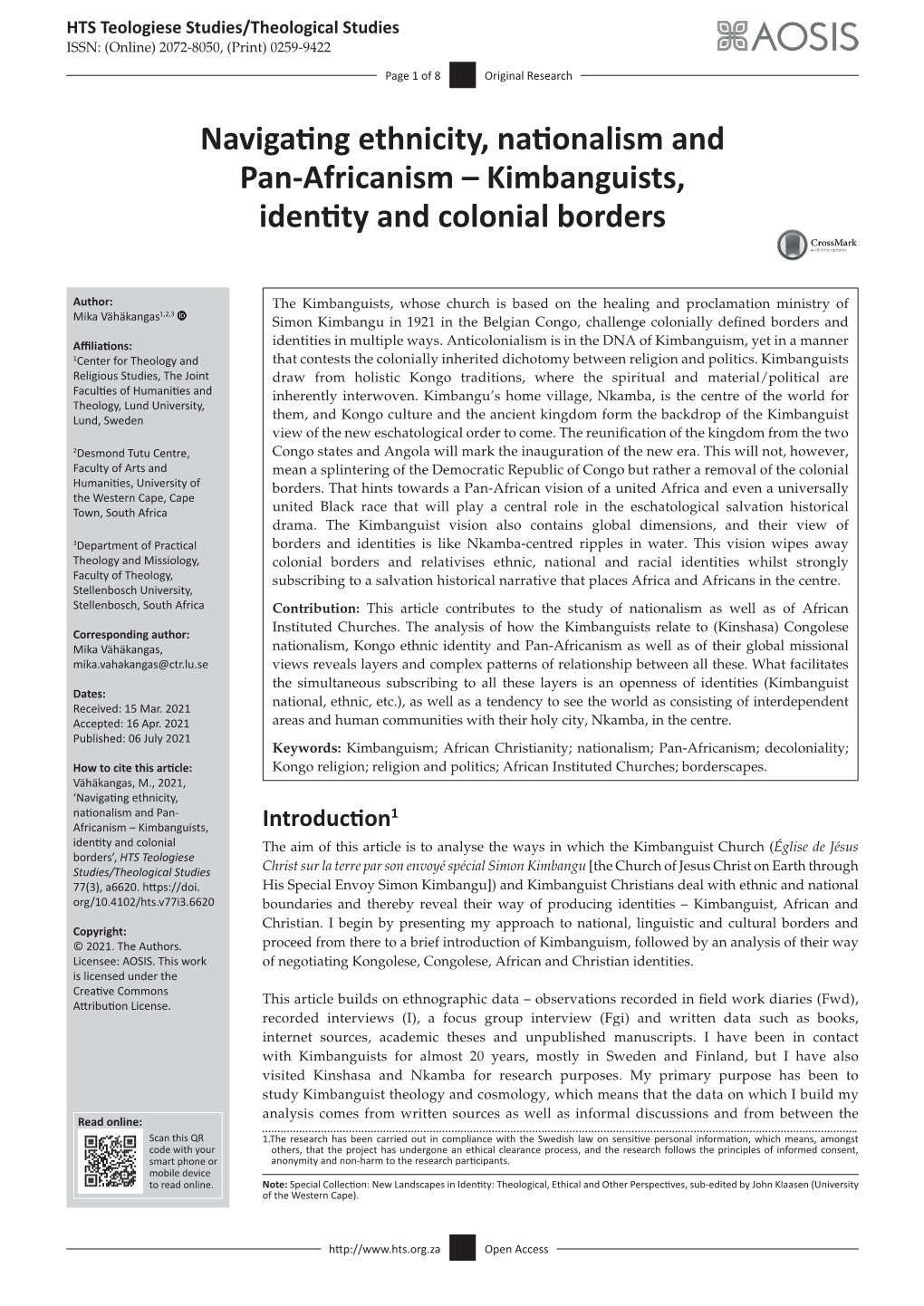 Kimbanguists, Identity and Colonial Borders