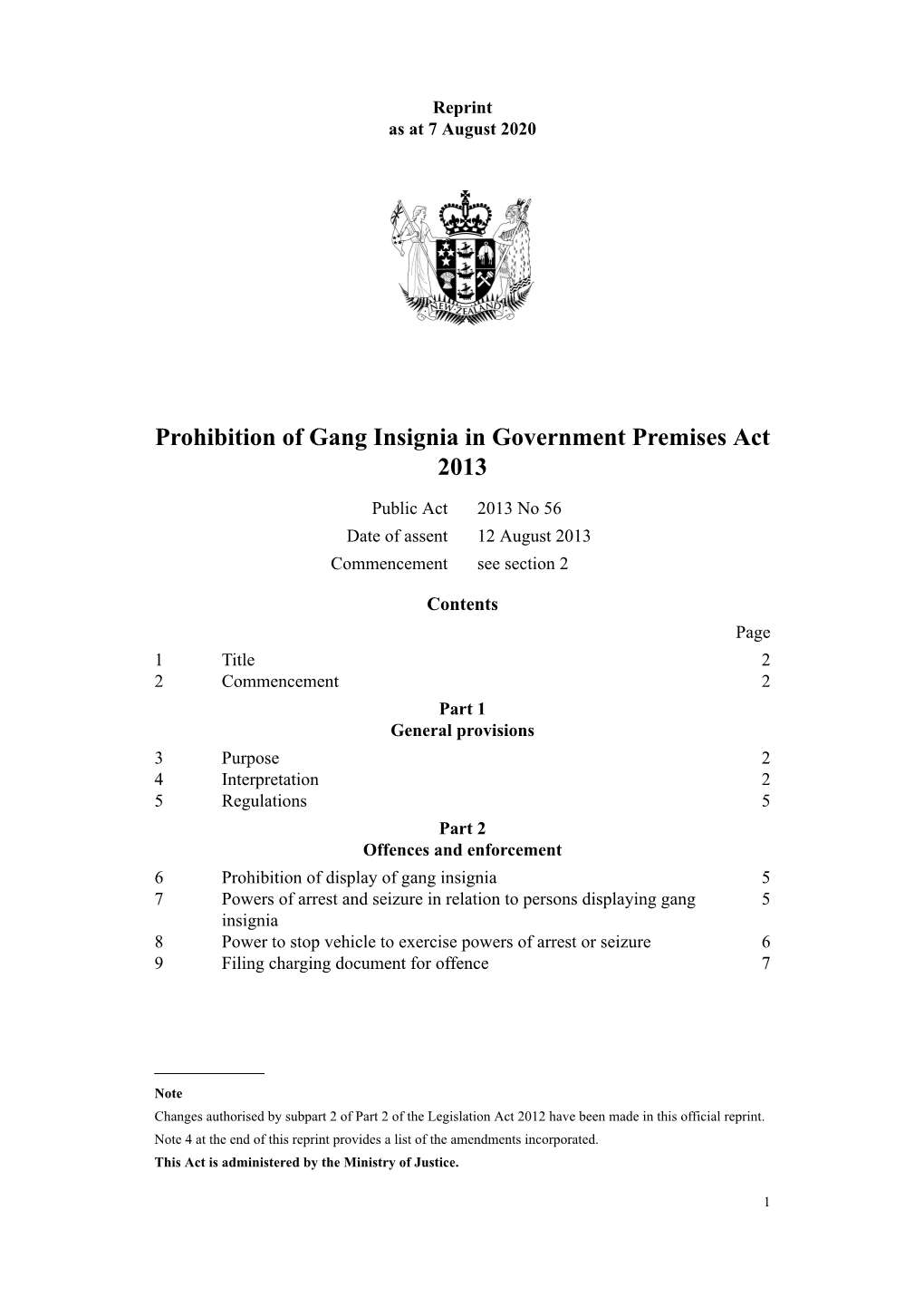 Prohibition of Gang Insignia in Government Premises Act 2013