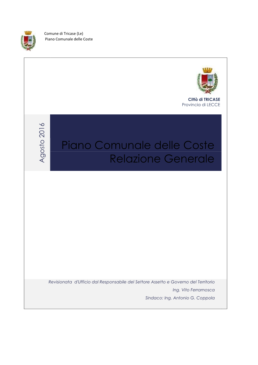 Piano Comunale Delle Coste Relazione Generale