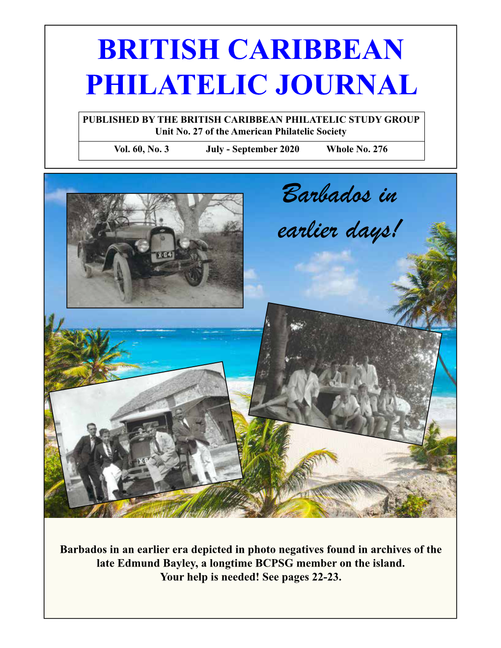 BRITISH CARIBBEAN PHILATELIC JOURNAL Barbados in Earlier Days!