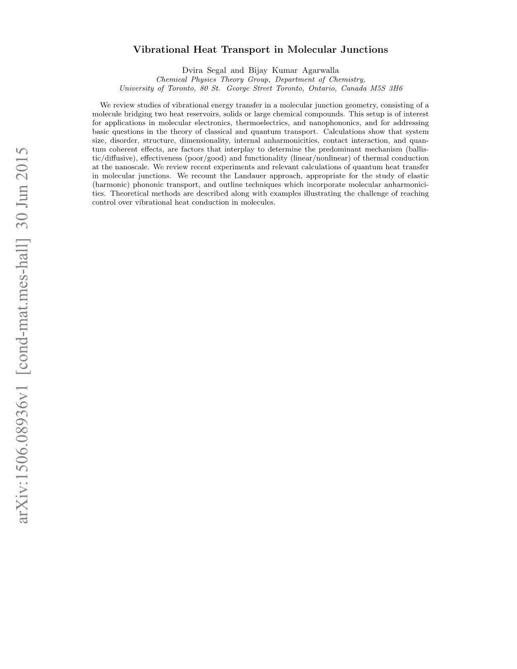 Vibrational Heat Transport in Molecular Junctions