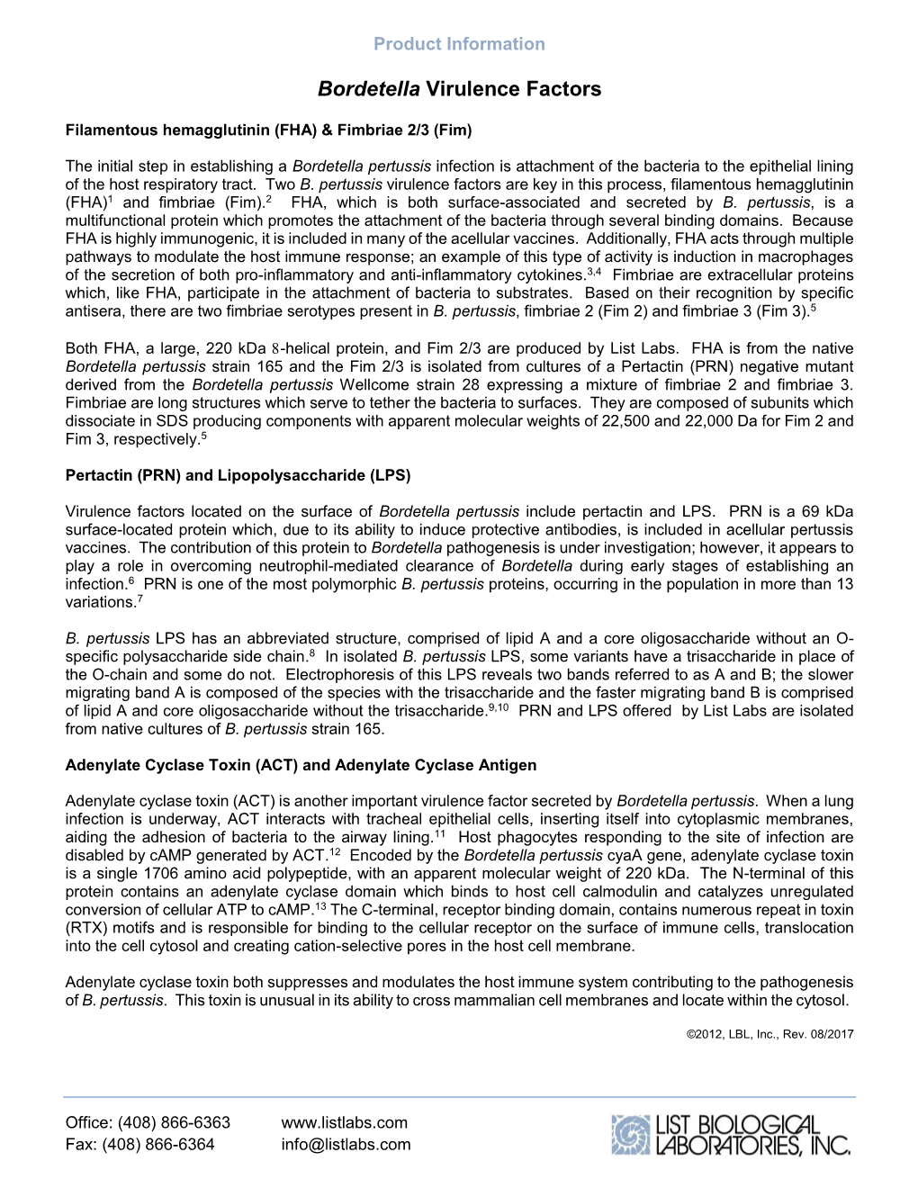 Bordetella Virulence Factors