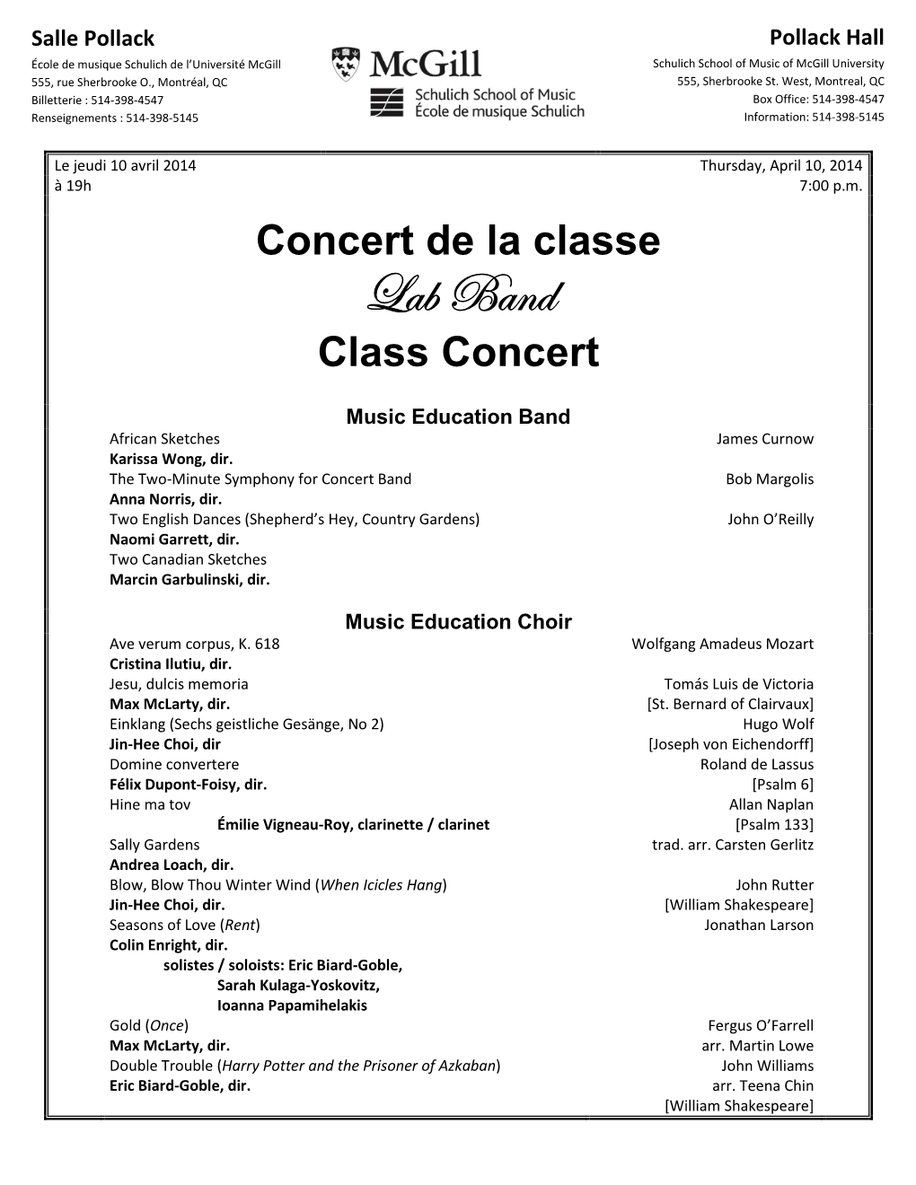 Lab Band Class Concert