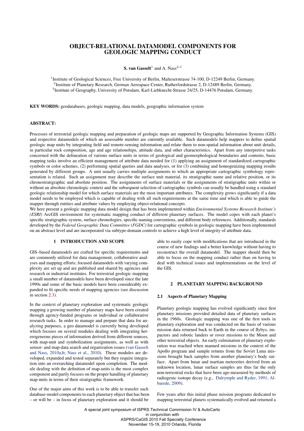 Object-Relational Datamodel Components for Geologic Mapping Conduct