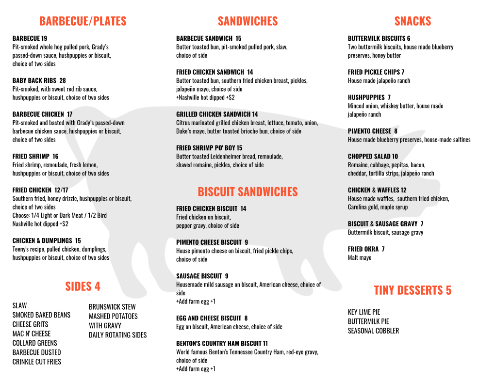 WCB Summer Menu