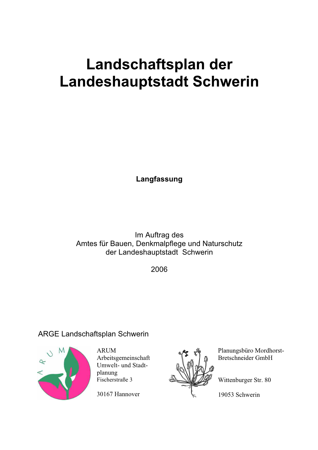 Landschaftsplan Der Landeshauptstadt Schwerin