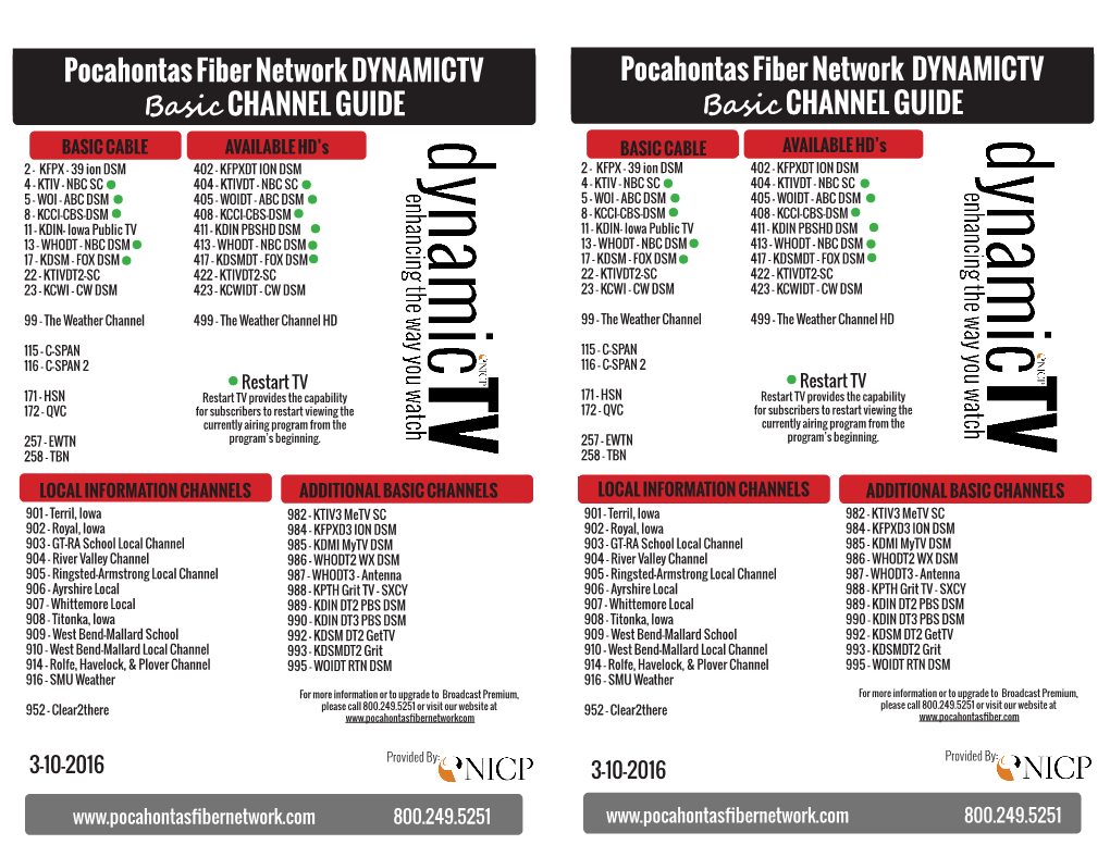 Pocahontas Fiber Network DYNAMICTV Basic CHANNEL