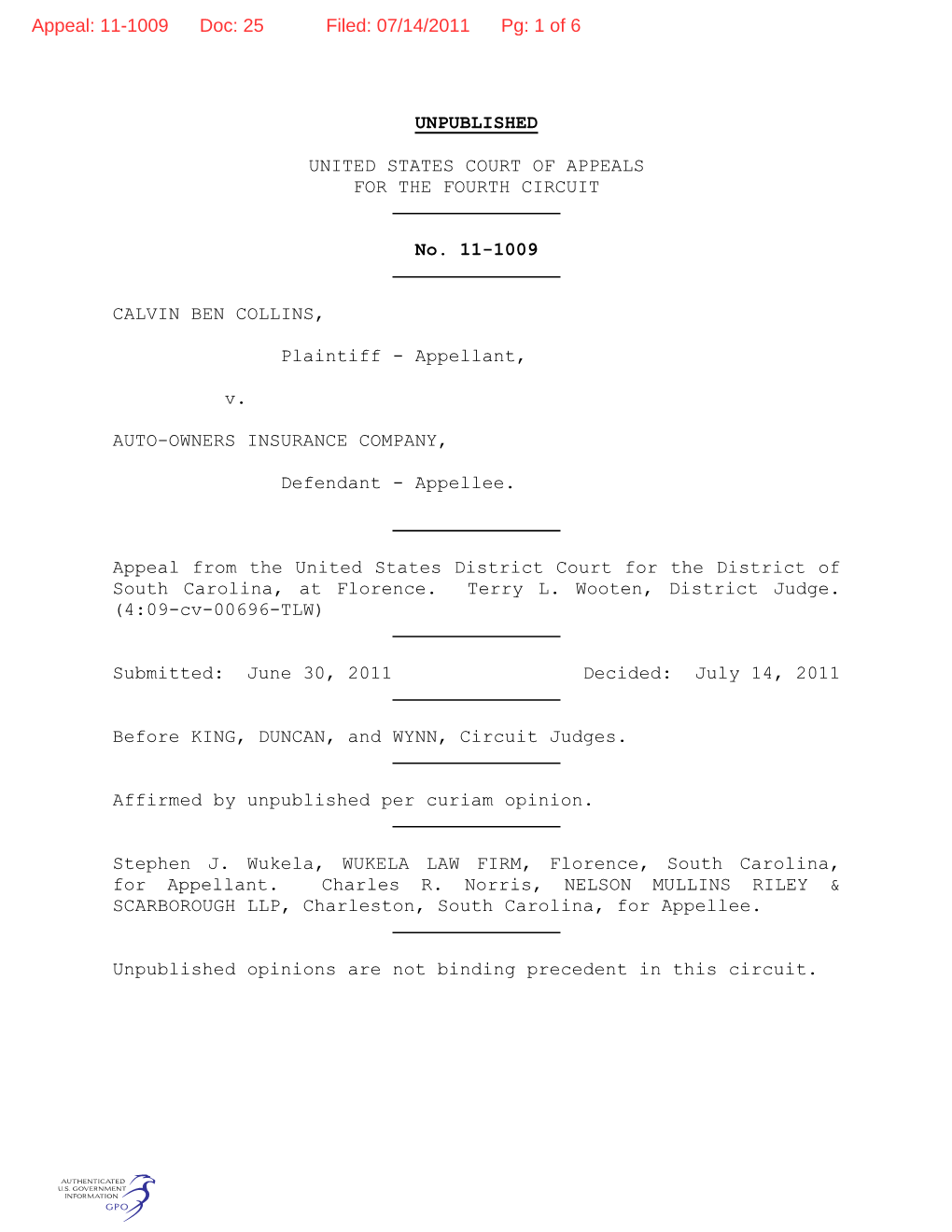 Unpublished United States Court of Appeals for The