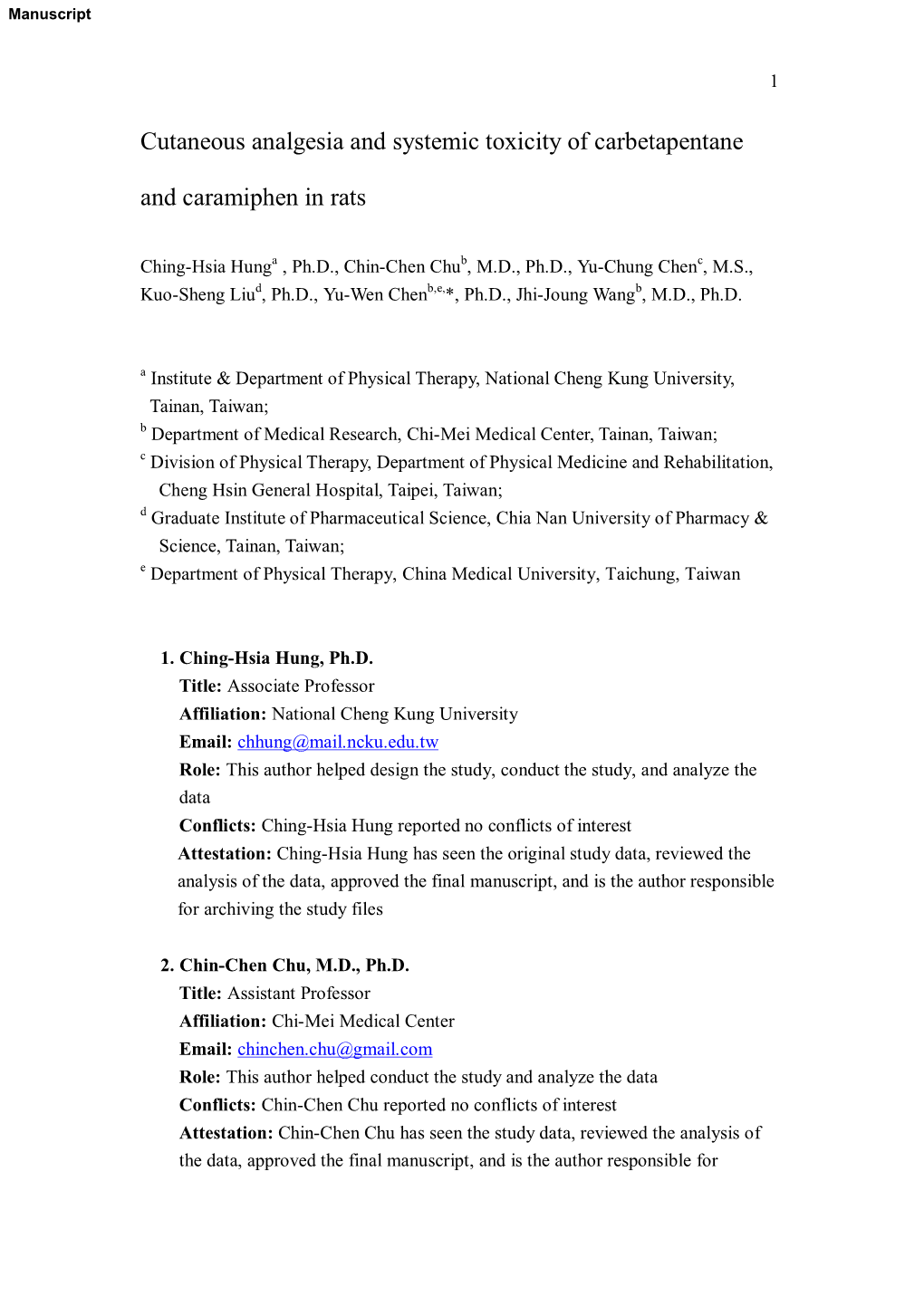 Cutaneous Analgesia and Systemic Toxicity of Carbetapentane And