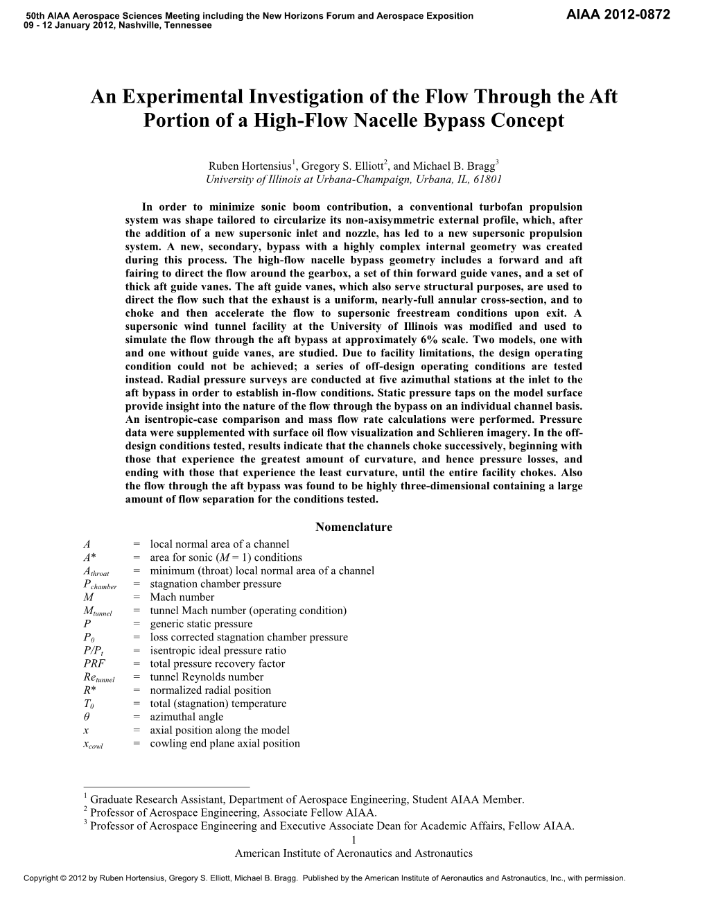 An Experimental Investigation of the Flow Through the Aft Portion of a High-Flow Nacelle Bypass Concept