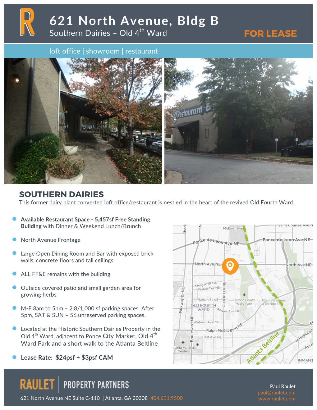 621 North Avenue, Bldg B Southern Dairies – Old 4Th Ward for LEASE