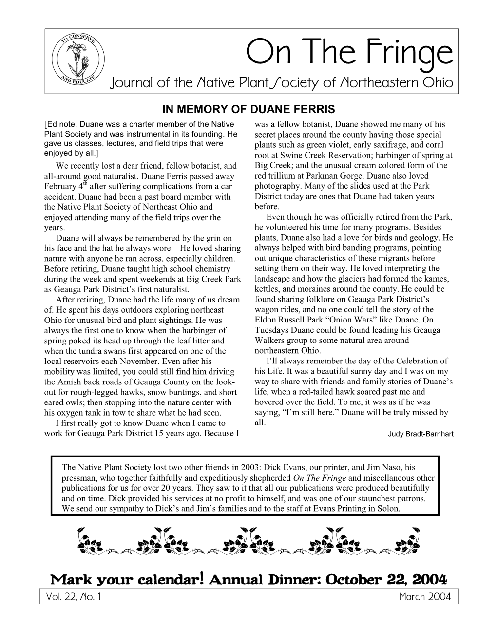 March 2004, Volume 22 No. 1