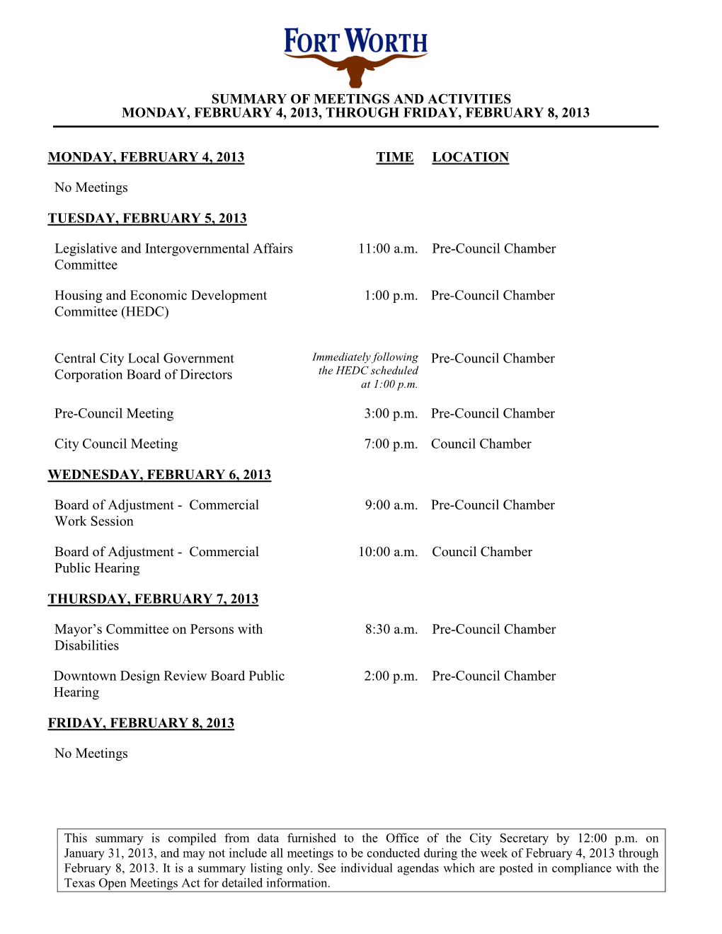 Electronic Council Packet for 02-05-2013