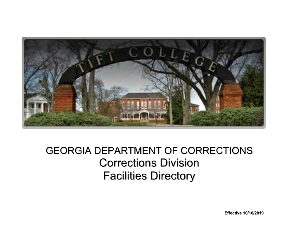 Corrections Division Facilities Directory