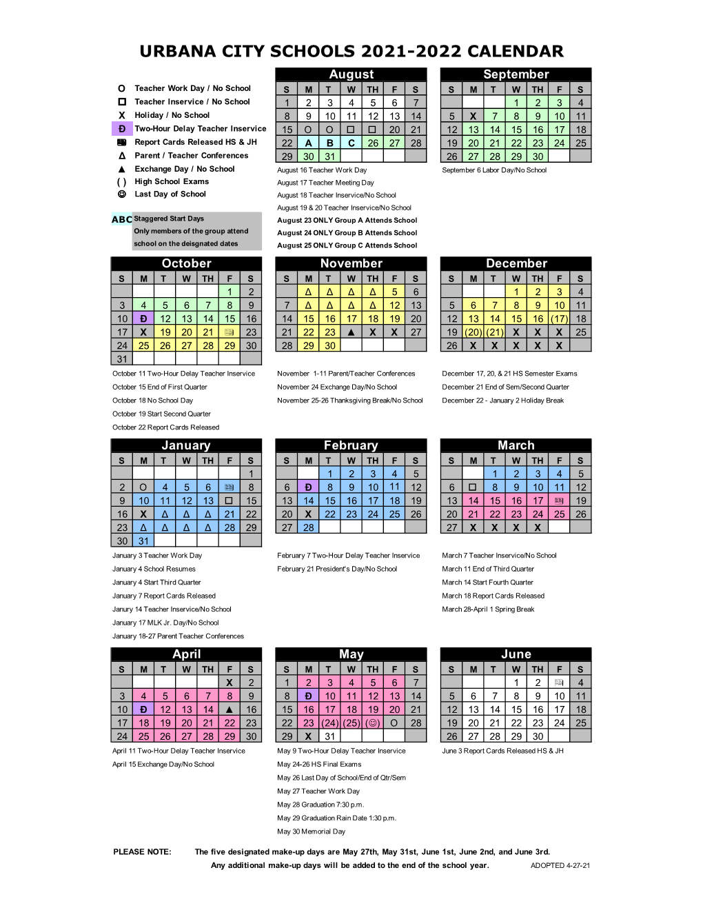 2021-2022 Calendar