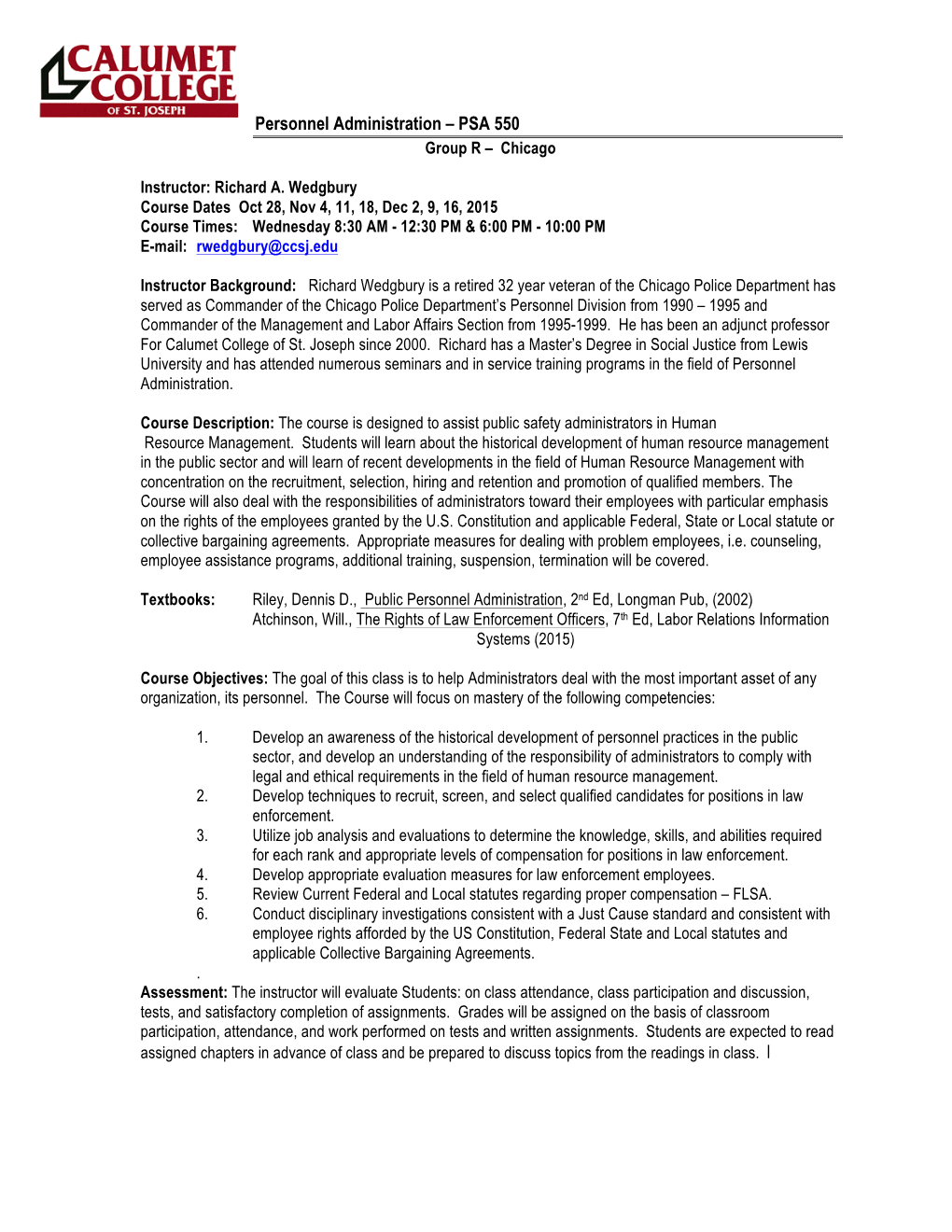 Personnel Administration – PSA 550 Group R – Chicago