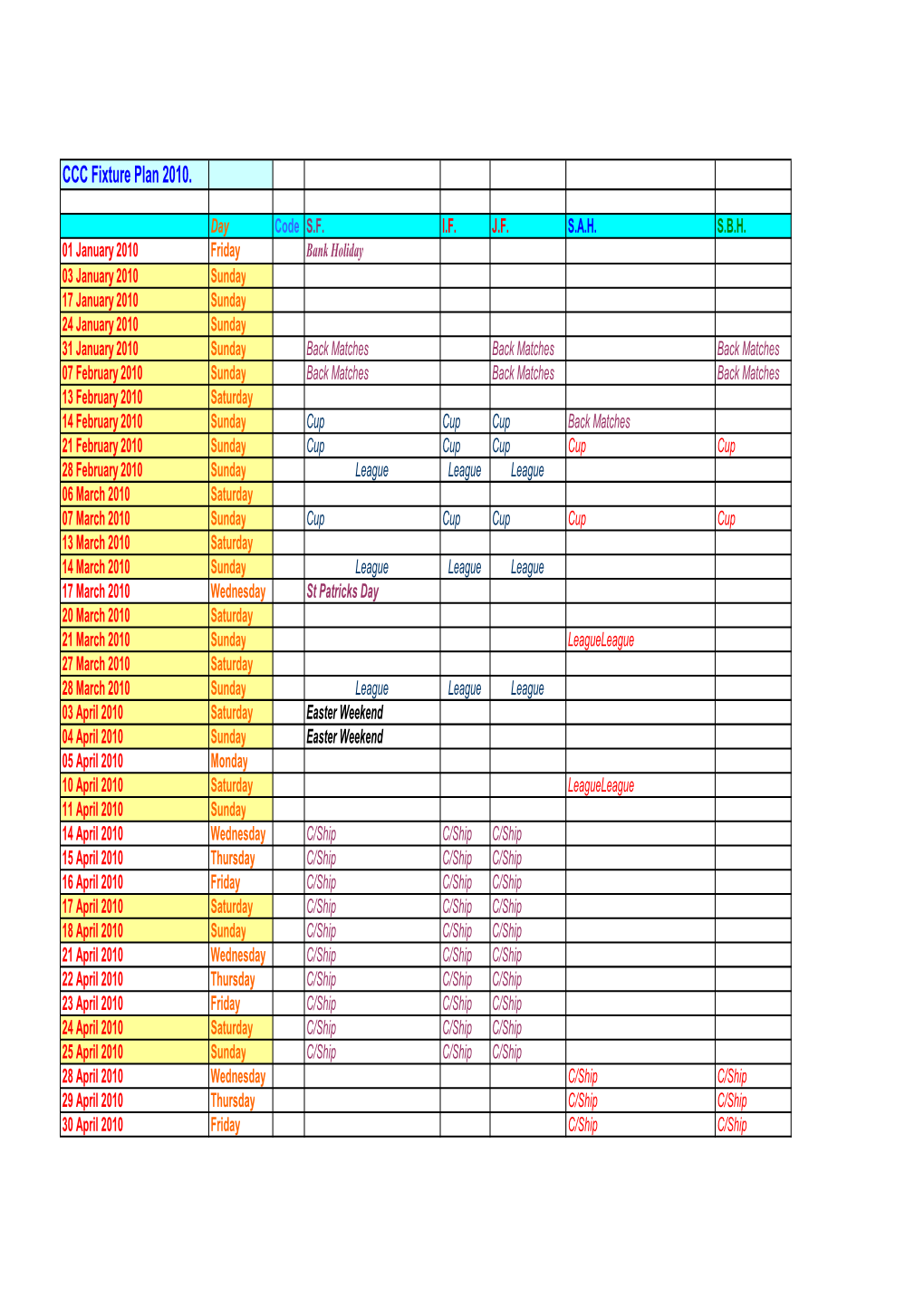 Master Fixtures 2010 Intercounty