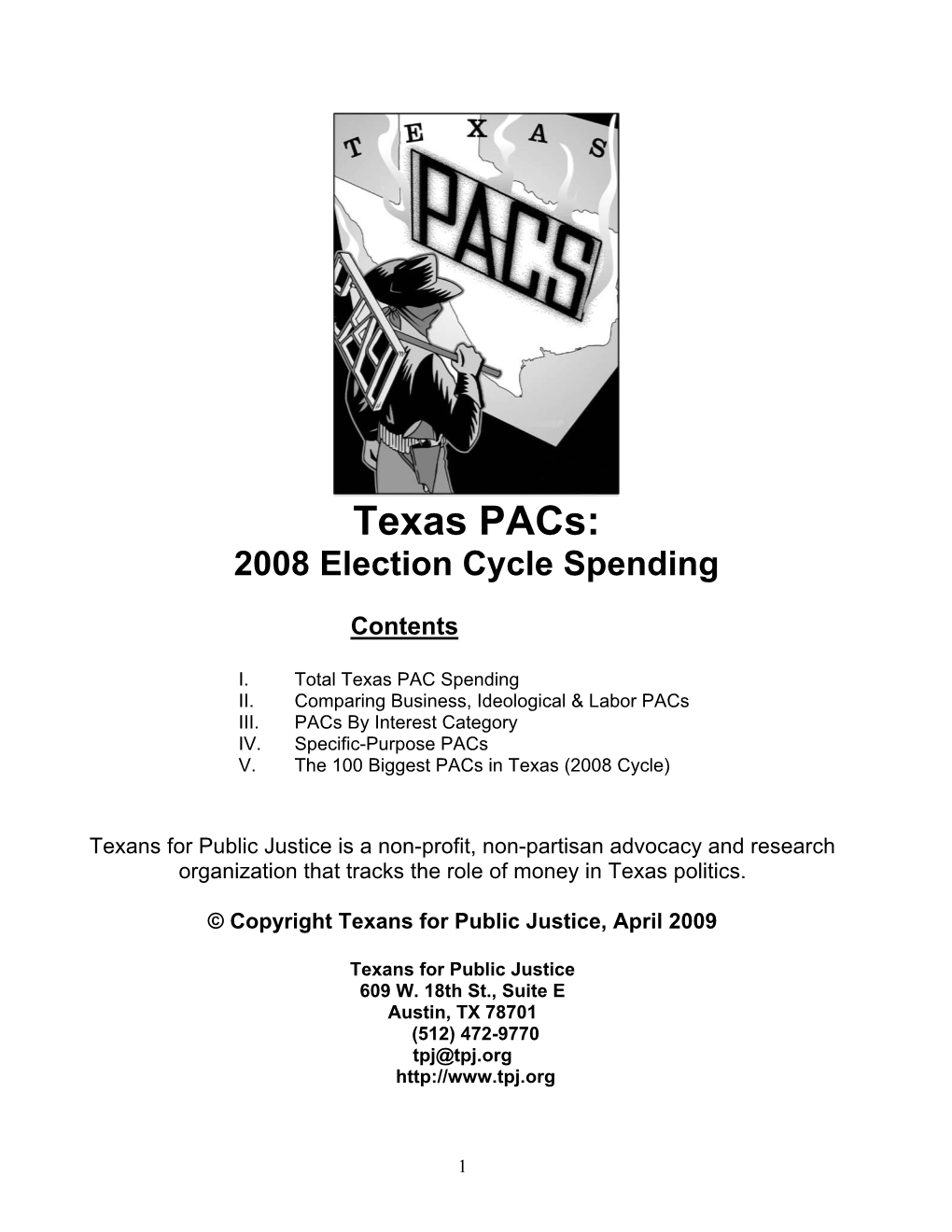Texas Pacs: 2008 Election Cycle Spending